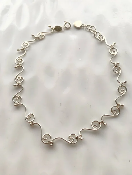 Silpada Silver Swirl Ankle Bracelet Tiny Bead Accents - Picture 3 of 5
